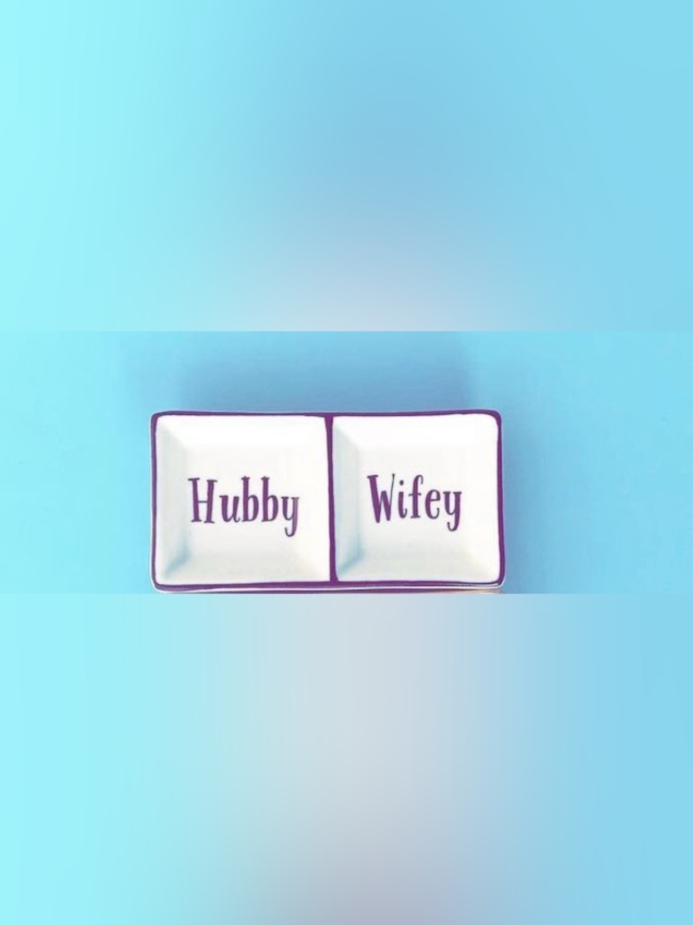 Hubby Wifey Ceramic Trinket Dish Set - White & Black